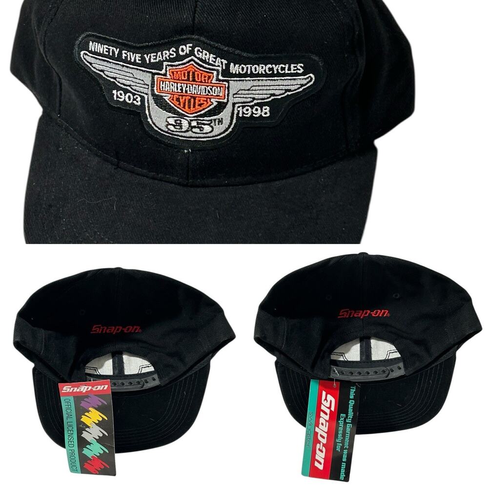 Vtg Harley Davidson & Snap On Snap-Back Hat 95th Anniversary Made USA NWT Rare